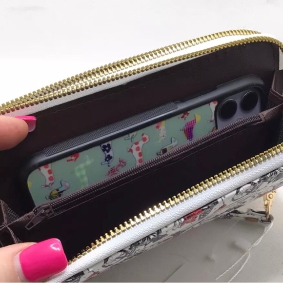 Blush Kiss Glitter Paris Eiffel Tower Floral Air Balloon Print Wristlet Wallet - Picture 9 of 9